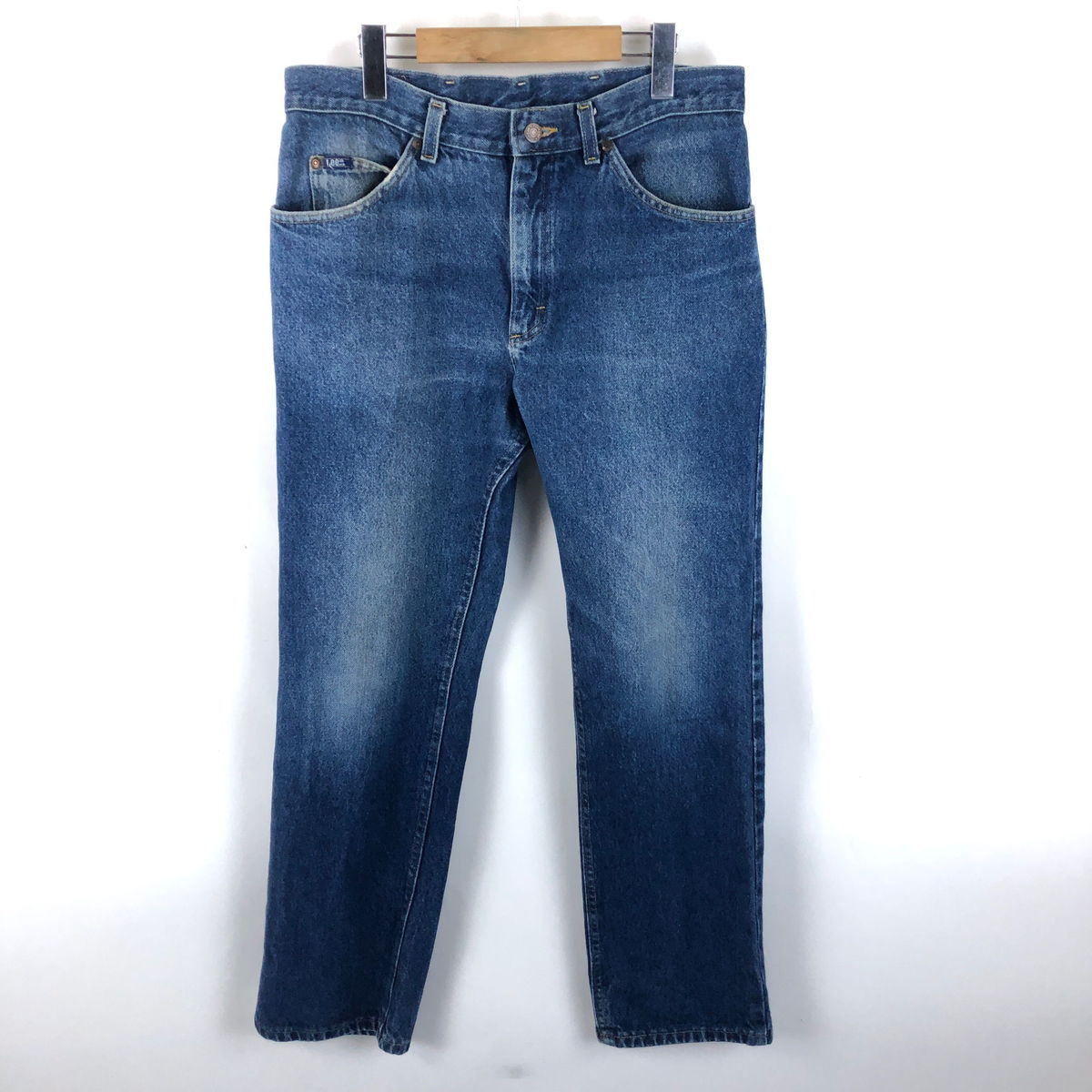 【古着】 Lee リー デニムパンツ ストレート ひげ アタリ ブルー系 メンズW34 【中古】 n050644