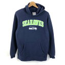 【古着】 NFL team apparel スウェット パーカー NFL シアトル シーホークス ネイビー系 メンズL 【中古】 n050747