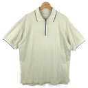 【古着】 Champion チャンピオン ポロシャツ ハーフジップ 針抜き ベージュ系 メンズL 【中古】 n050721(4)