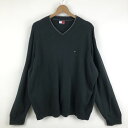 【古着】 TOMMY HILFIGER トミー・ヒルフィガー コットンセーター コットンニット ブラック系 メンズXL 【中古】 n050976