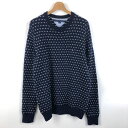 【古着】 TOMMY HILFIGER トミー・ヒルフィガー セーター バーズアイ ネイビー系 メンズL 【中古】 n051374