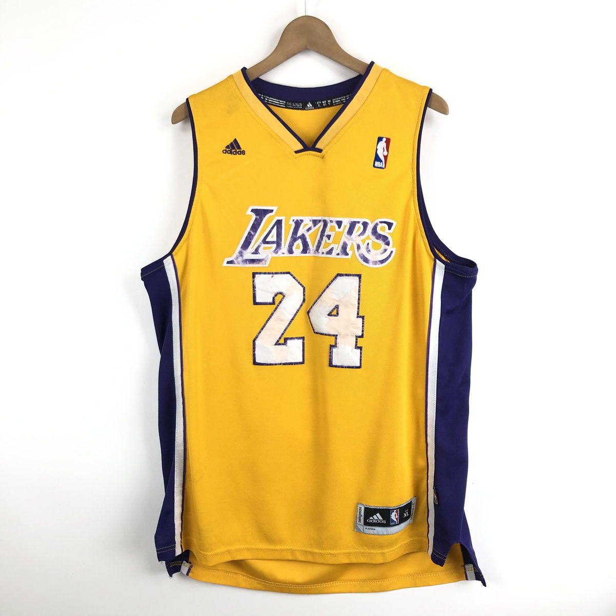 【古着】 adidas アディダス バスケ タンクトップ NBA ゲームシャツ LOSANGELS LAKERS イエロー系 メンズXL 【中古】 n053116