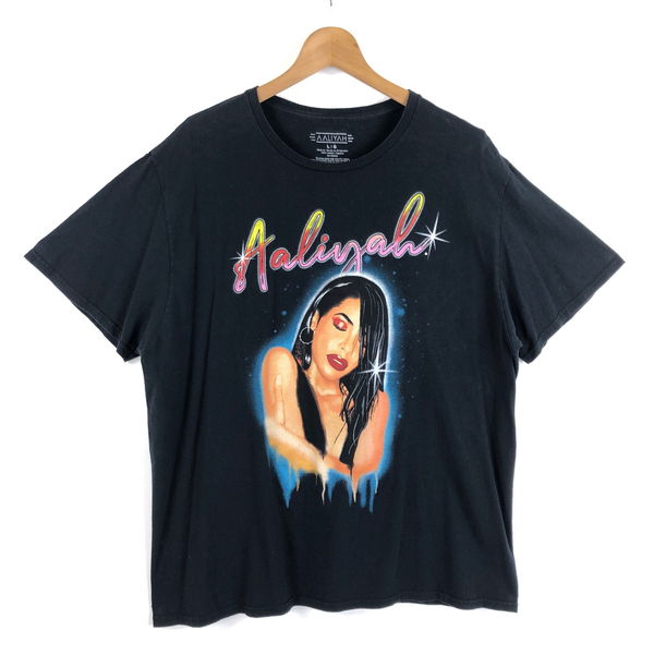 【古着】 AALIYAH アリーヤ ミュージックTシャツ R&B ブラック系 メンズL 【中古】 n053357