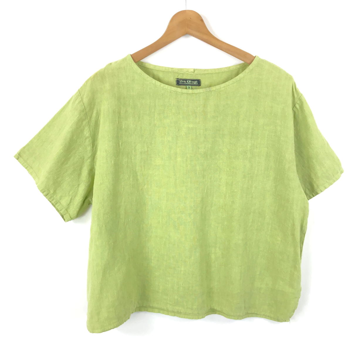 【古着】 BackStage リネントップス プルオーバー 半袖 グリーン系 レディースXL 【中古】 n053779