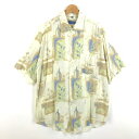 【古着】 burcardi 柄シャツ 総柄 アート系 半袖 イエロー系 メンズXL以上 【中古】 n054483