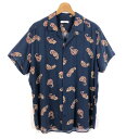 【古着】 JACK&JONES 柄シャツ 開襟 総柄 ペイズリー ボックスシャツ 半袖 ネイビー系 メンズXL 【中古】 n054541