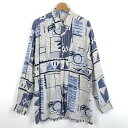 【古着】 Angelo Litrico 柄シャツ 総柄 アート系 長袖 ベージュ系 メンズXL 【中古】 n054549