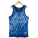 【古着】 NIKE ナイキ タンクトップ 総柄 ロゴプリント メッシュ生地 切替えデザイン ブルー系 メンズM 【中古】 n055028