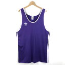 【古着】 adidas アディダス タンクトップ ジャージ素材 パイピング 薄手 サイドライン パープル系 メンズXL 【中古】 n055152