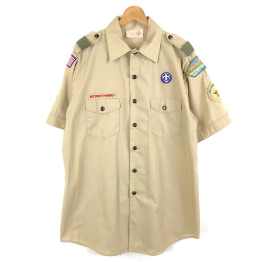 【古着】 BOY SCOUTS OF AMERICA ボーイスカウトシャツ USA製 オレンジカウンティ 90年代 半袖 ベージュ系 メンズL 【中古】 n056636 【古着】 BOY SCOUTS OF AMERICA ボーイスカウトシャツ USA製 オレンジカウンティ 90年代 半袖 ベージュ系 メンズL 【中古】 n056636