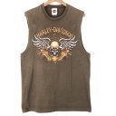 【古着】 Harley-Davidson ハーレーダビッドソン Tシャツ ノースリーブ ウイング スカル 両面プリント HOUSE OF THUNDER USA...