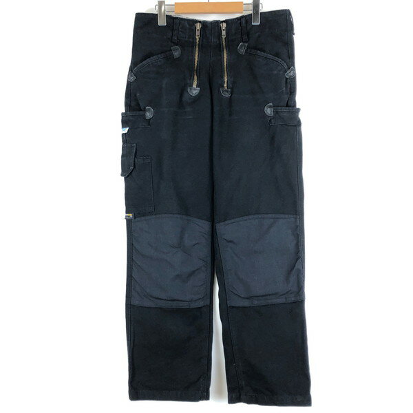 【古着】 ワークパンツ ダック生地 カーゴポケット ブラック系 メンズW33 【中古】 n059038