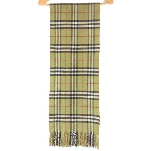 【古着】 BURBERRY LONDON バーバリー カシミアマフラー チェック柄 英国製 オリーブ系 【中古】 n059249 【古着】 BURBERRY LONDON バーバリー カシミアマフラー チェック柄 英国製 オリーブ系 【中古】 n059249