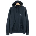 【古着】 FRUIT OF LOOM スウェットパーカー ワンポイント プリント ブラック系 メンズM 【中古】 n059472