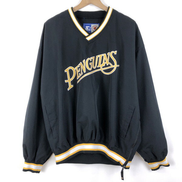 【古着】 STARTER スターター ナイロントップス NHL ピッツバーグ ・ペンギンズ ブラック系 メンズL 【中古】 n059990