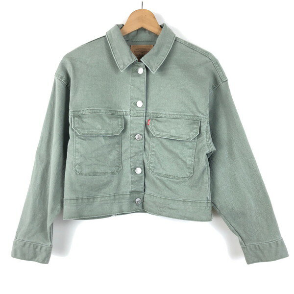 【古着】 Levi's リーバイス デニムジャケット カラーデニム ショート丈 00s オリーブ系 レディースM 【中古】 n060294
