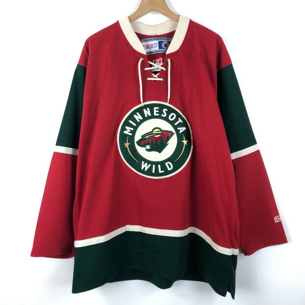 【古着】 NHL ゲームシャツ ミネソタ・ワイルド オフィシャルもの 長袖 レッド系 メンズL 【中古】 n060528
