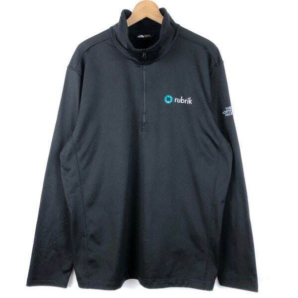 【古着】 THE NORTH FACE ノースフェイス ジャージトップス ハーフジップ 企業ロゴ ブラック系 メンズXL 【中古】 n060532