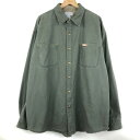 【古着】 Carhartt カーハート ワークシャツ ダック生地 ネルチェック裏地 厚手 メンズXL 長袖 オリーブ系 【中古】 n061255