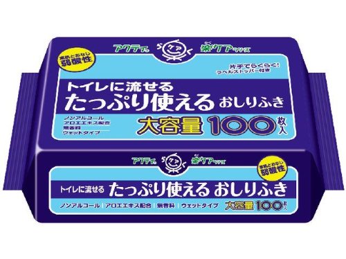 アクティ トイレに流せるたっぷり使えるおしりふき 100枚入