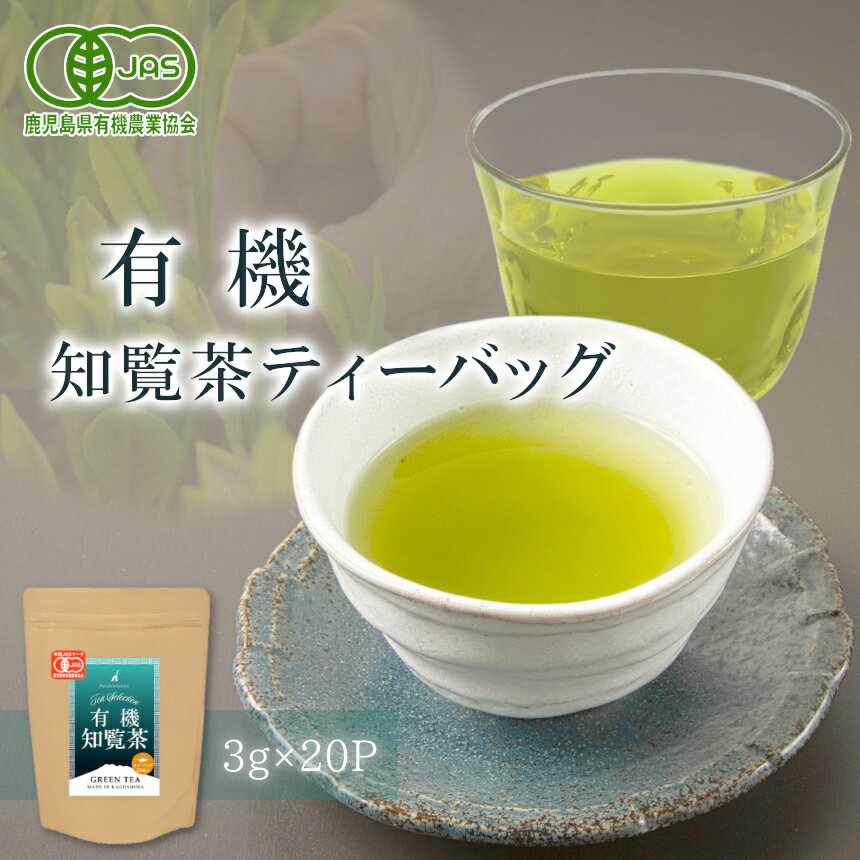 有機栽培茶 知覧茶 ティーバッグ 3g×20袋 JAS認定 オーガニック 日本茶 お茶 緑茶 深むし茶 化学 農薬 不使用 一番茶 産地直送 安心 安全 2023