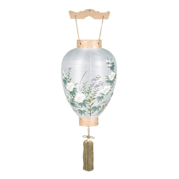 盆提灯　盆ちょうちん　美濃利【最上桐柾　芙蓉　絹張　LED電池灯式　長さ45cm】【初盆】【新盆】【壺型提灯】【吊り提灯】【お盆】【提灯】【岐阜提灯】【送料無料】