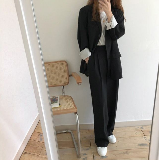 セットアップスーツ 韓国 ファッション オルチャン 大人の服 テーラード スーツ レディース セット おしゃれスーツ ハイウエスト パンツスーツ セットアップ