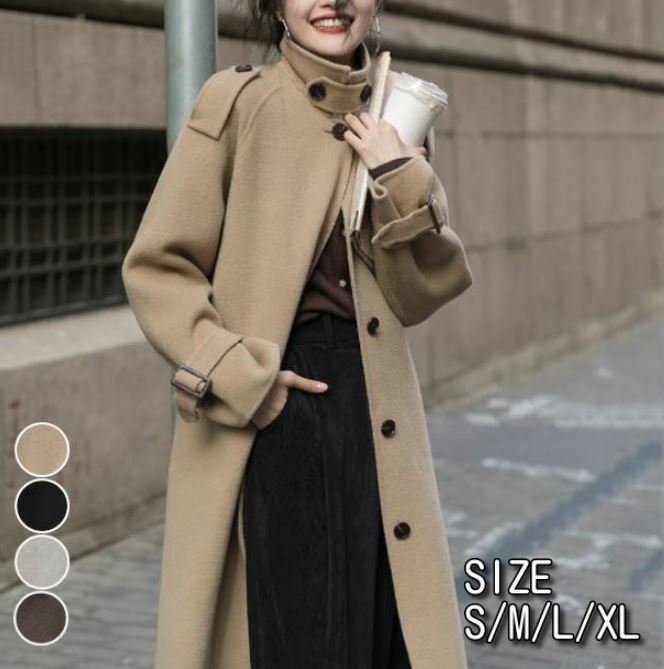 きれいめ レディース ファッション 韓国ファッション 韓国服 アウター チェスターコート ロングコート シングルブレスト 30代 40代 50代 ファッション 無地 厚手 暖かい お洒落 ラシャコート