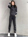 秋新作 きれいめレディースファッション 韓国ファッション レディース 大きいサイズ S/M/L/XL ブラック ブルー ピンク ライン入 ジャージ バイカラー ...
