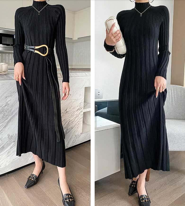 秋新作 大人服★リブニットワンピース 「今ならベルトプレゼント」 きれいめレディースファッション 韓国ファッション 大きいサイズ S/M/L/XL/2XL ベー...