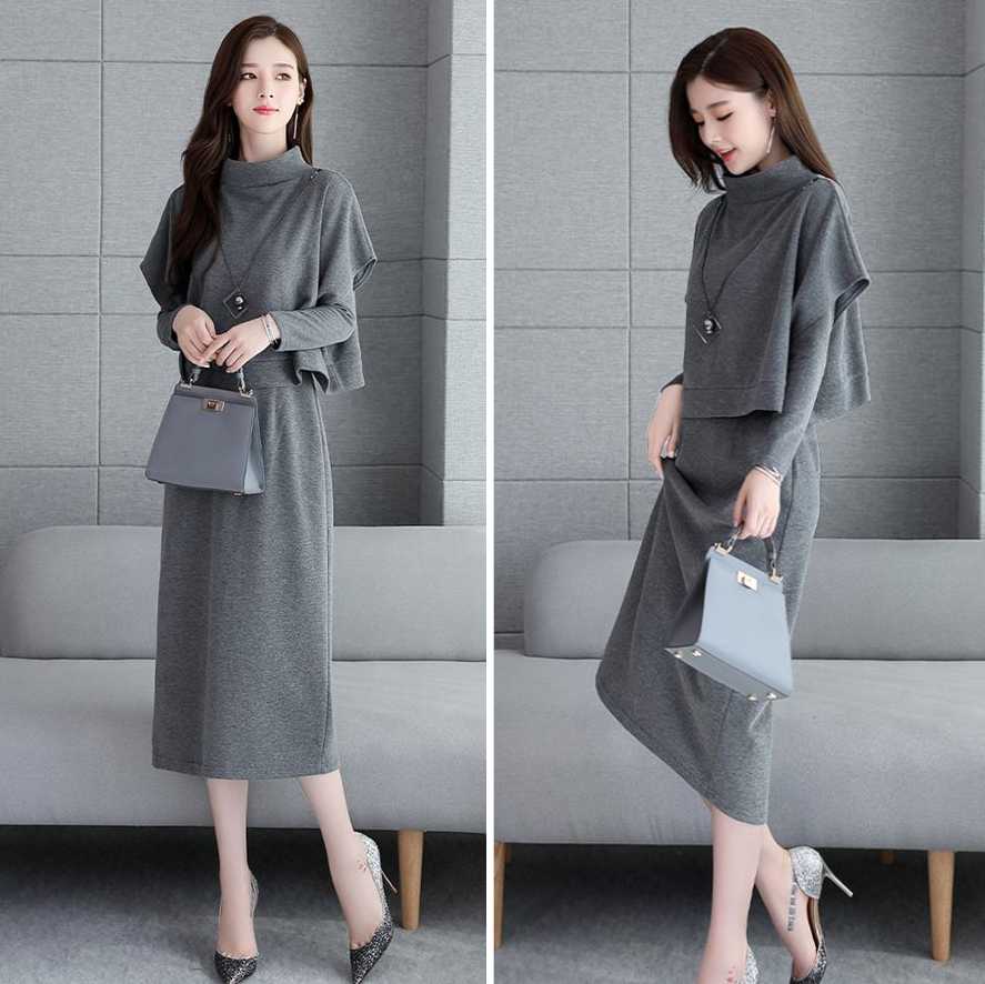 秋新作 アンサンブル レディースファッション 韓国ファッション 大きいサイズ M/L/XL/2XL/3XL グレー ブラック グリーン 30代 40代 50代 ...