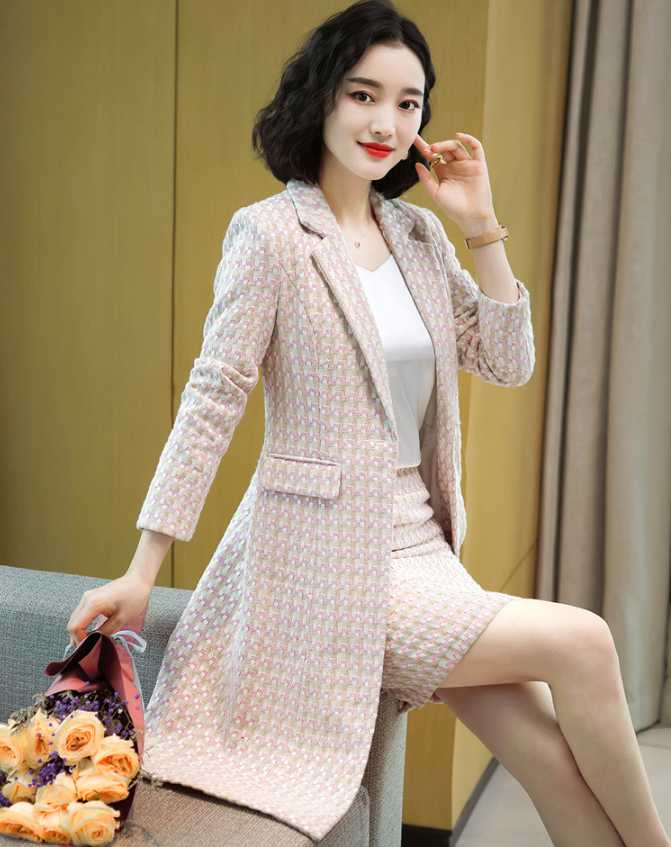 きれいめワンピース レディースファッション 韓国ファッション 大きいサイズ S/M/L/XL/2XL/3XL/4XL ツィードセットアップ ロングジャケット タ...