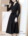 きれいめワンピース 30代 大きいサイズ S〜3XL ブイネック ウエストマーク 30代 40代 50代 ファッション オールシーズン シンプル 上品 ママ ワ...