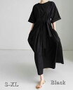 きれいめワンピース 30代大きいサイズ S/M/L/XL ギャザー入りウエストリボン 夏ワンピ 30代 40代 50代 ファッション シンプル 半袖 ラウンドネ...