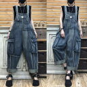 オーバーオール レディース デニム ゆったり 軽い サロペ デニム パンツ 40代 サロペット デニム 50 代 サロペット コーデ 大人 オールインワン ワイ...