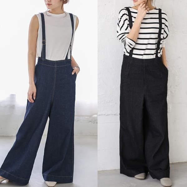 オーバーオール レディース デニム ゆったり 軽い サロペ デニム パンツ 40代 サロペット デニム 50 代 サロペット コーデ 大人 オールインワン ワイドパンツ レディース デニム フロントボタン 前ボタン ロング ゆったり 体型カバー 細見え 着やせ オールシーズン 4色