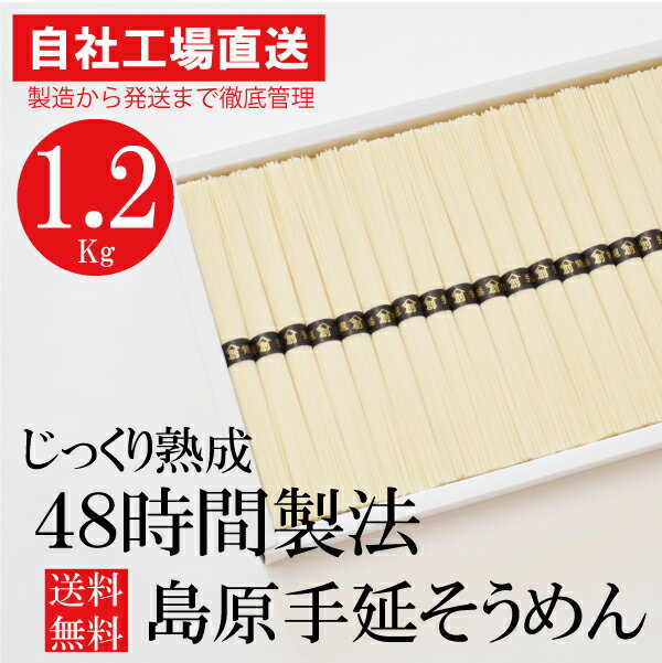 そうめん あす楽 送料無料 島原手延べそうめん 1.2kg（24束) そうめん流し 流しそうめん ギフト 素麺 中元 御中元 お中元 御供 内祝 お返し 入学内祝 結婚内祝 出産内祝御礼 御挨拶 御仏前 粗供養 お供 香典返し 法事 忌明 四十九日 JS20