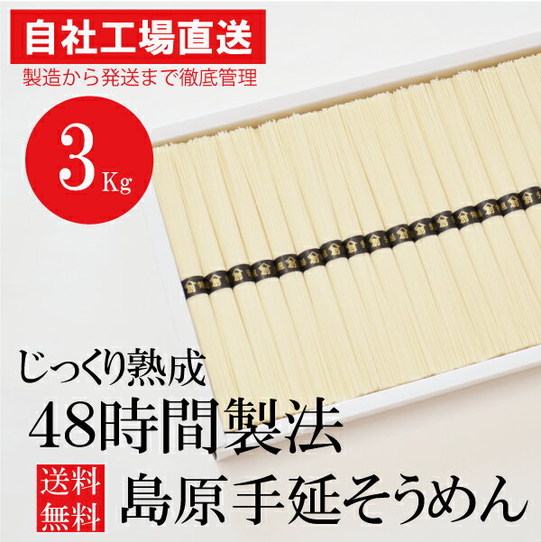 あす楽 送料無料 島原手延べそうめん 3kg(60束) 素麺