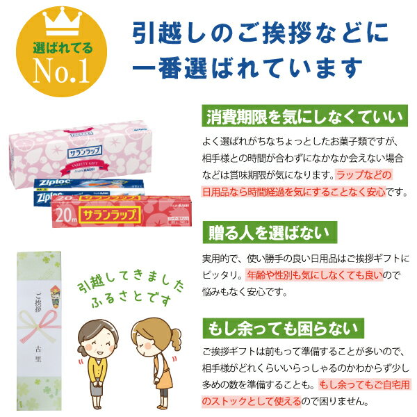 あす楽 送料無料 引越し 引っ越し 粗品 挨拶 転勤 御礼 お礼 ギフト 日用品詰合せ 詰め合わせ 在庫あり 新築工事 リフォーム 地鎮祭 引越し祝いお得 10個 セット 10件分ギフト ラップ 旭化成 サランラップ バラエティギフト4　SVG4B-10