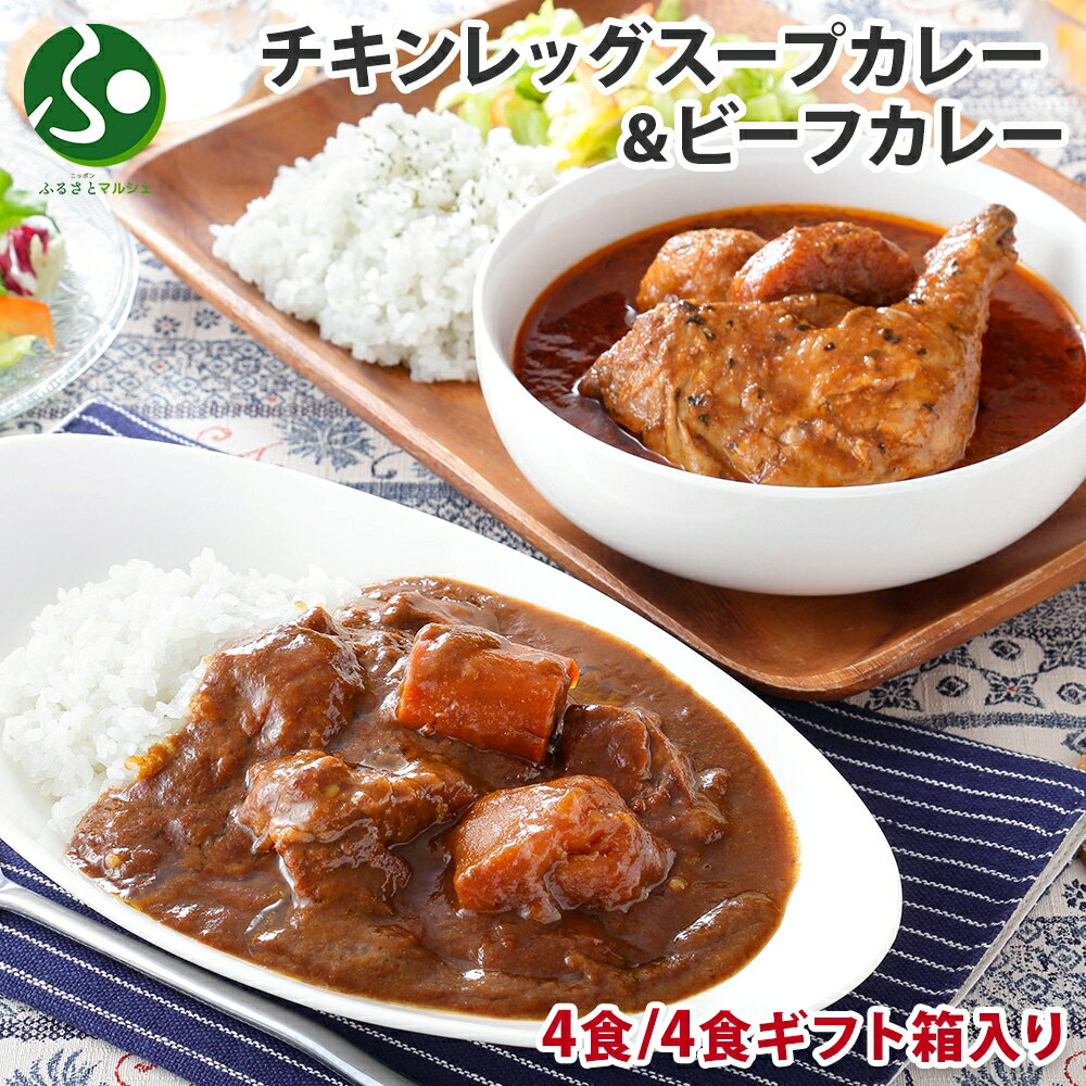 弟子屈 ビーフカレー2食 チキンレッグスープカレー2食 2種食べ比べセット(ギフト箱あり/なし)(レトルト カレー ギフト 食べ物 ギフト お土産 北海道 スープカレー セット お取り寄せグルメ レトルト食品 gift set)