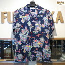 SALE サンサーフ 半袖トップス Sun Surf UNITED AIRLINE レギュラー レーヨン半袖ハワイアンシャツ【SS38570】128番色（ネイビー）