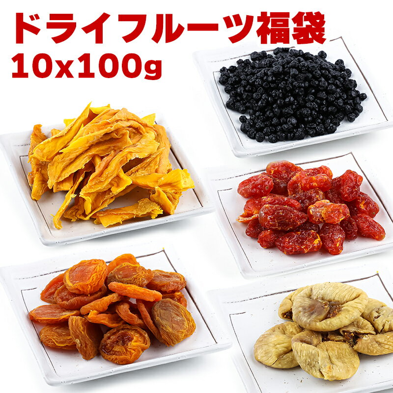 訳あり 福袋 ドライフルーツ 1kg 送料無料 10種 ×100g 小袋 ブルーベリー イチジク マンゴー など　宅配便 賞味期限間近のサムネイル