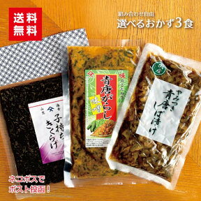 選べるおかず3食セット ネコポス 送料込みご飯のお供 青唐辛子 味噌 漬物 おつまみ おにぎり 少しのおかず ご飯あれば 喜ぶ 喜ばれる