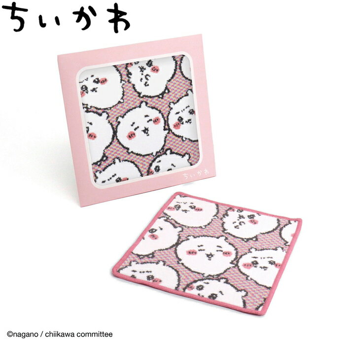 ちいかわ シェニール織タオルハンカチ ちいかわいっぱい ピンク（ナガノ イラストレーター ギフトケース入り 箱入り 母の日 誕生日 プレゼント ギフト）[宅配便配送（メール便とネコポスは不可）]のサムネイル