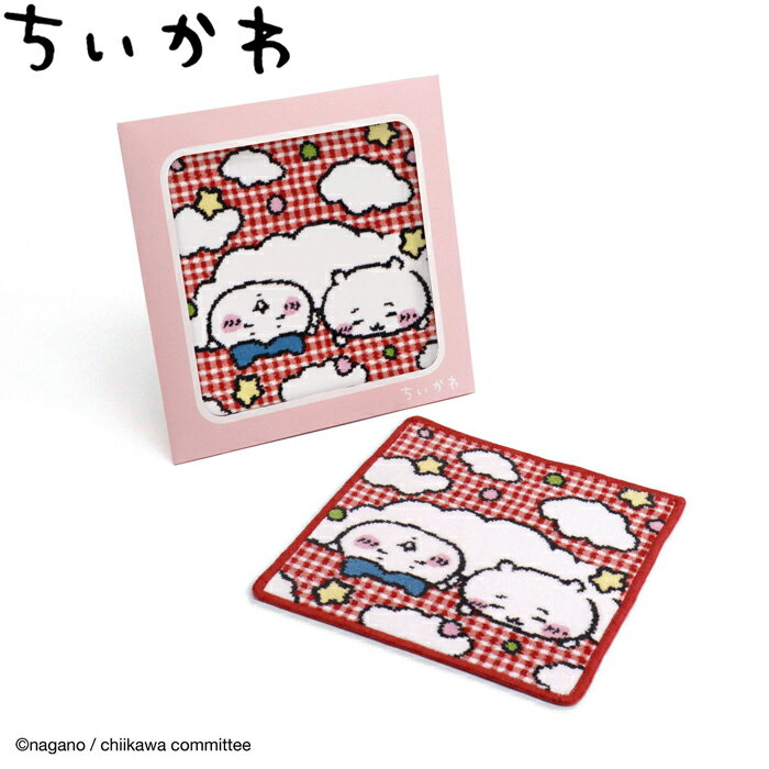 ちいかわ シェニール織タオルハンカチ ちいかわ ハチワレ ごろごろ レッド（ナガノ イラストレーター ギフトケース入り 箱入り 母の日 誕生日 プレゼント ギフト）[宅配便配送（メール便とネコポスは不可）]のサムネイル