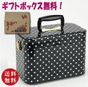 【日本製】昭和レトロ メイクボックス(コスメボックス) 水玉柄/ドット ブラック トレンケース約30cm【送料無料(沖縄県・離島は配送不可)】