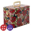 【日本製】昭和レトロ メイクボックス カラフルフラワー柄 33cm ブラック (コスメボックス トレンケース)【送料無料(沖縄県・離島は配送不可)】