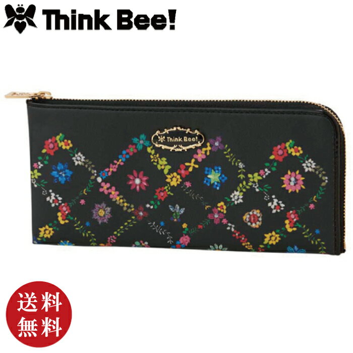 Think Bee! (シンクビー！) オーバーザレインボー L型長財布（PVCコーティング） ブラック A002898（ギフト プレゼント 贈り物 誕生日 母の日 お祝い お礼 サイフ ウォレット 薄型 小銭入れ付き）【メール便で送料無料】