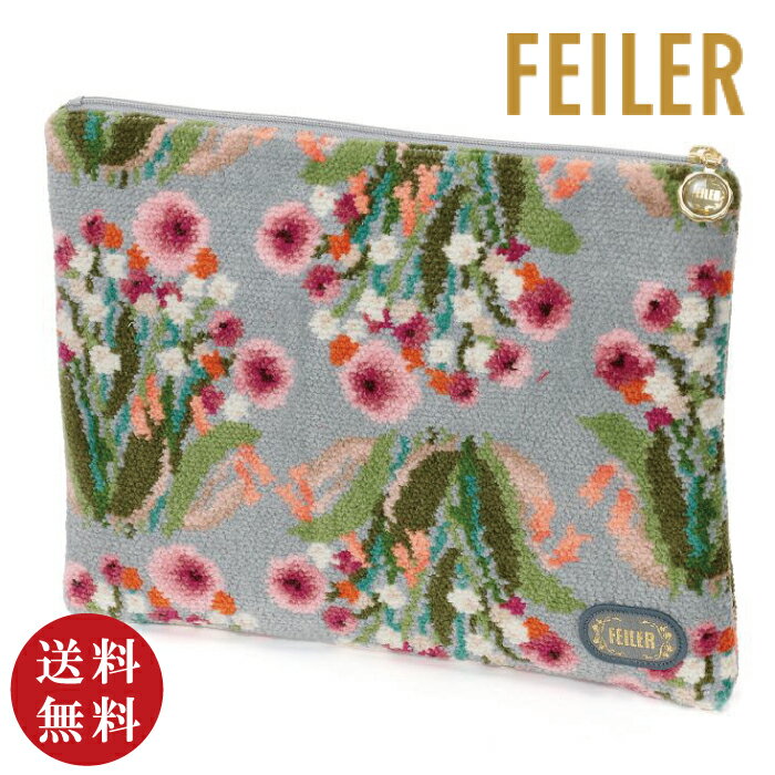 ショルダーバッグ 【正規品】FEILER（フェイラー）ポンポネットローズ フラットポーチ（POR232013）グレー (誕生日 母の日 就職祝 プレゼント ギフト 贈り物 ポシェット)【メール便対応】