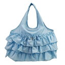 【LA LUICE/ラ・ルイス】 フリルエコバッグ 小 マリンブルー(折りたたみ式携帯用マイバッグ エコバッグ ICカード入れ付)【メール便対応】【お取り寄せ商品】240523